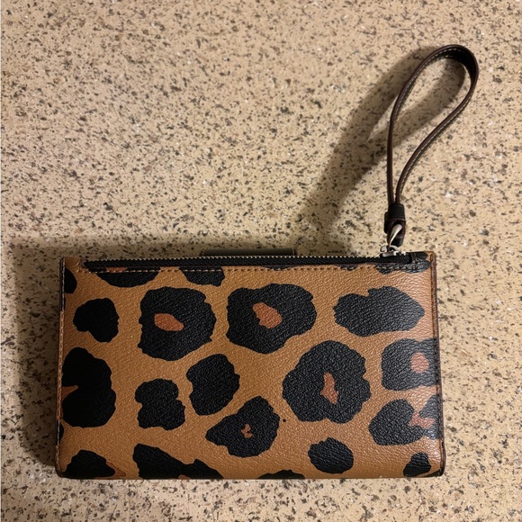 Coach Leopard Print Wristlet in Brown and Black - Picture 4 of 7
